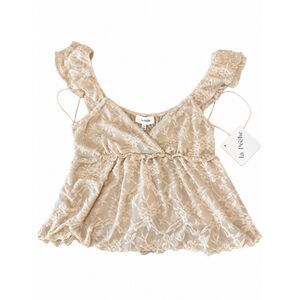 Beige Lace Flowy Top